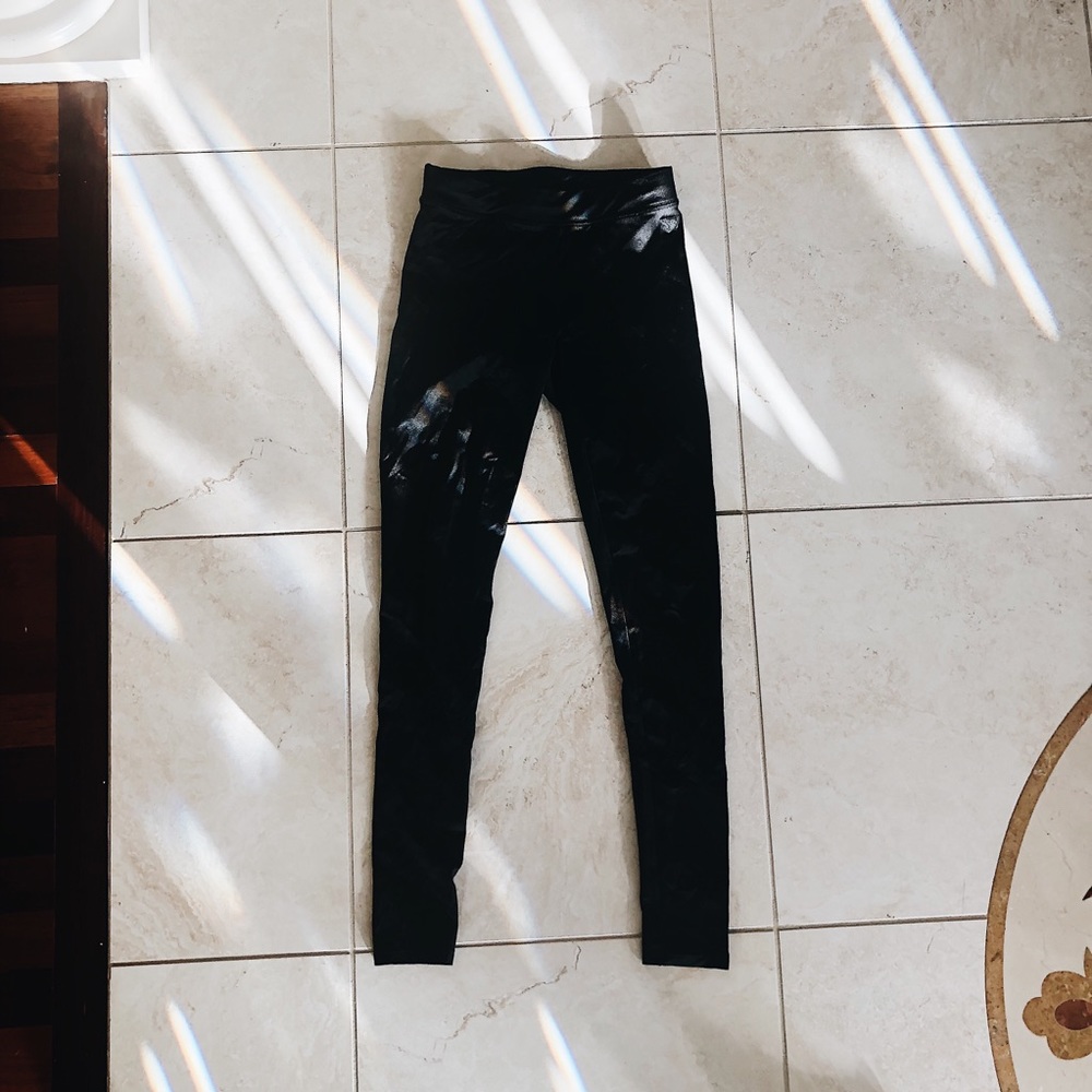 Pink Black Plain Leggings